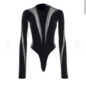 NWT Mugler Illusion sheer-detail bodysuit black - size FR 34